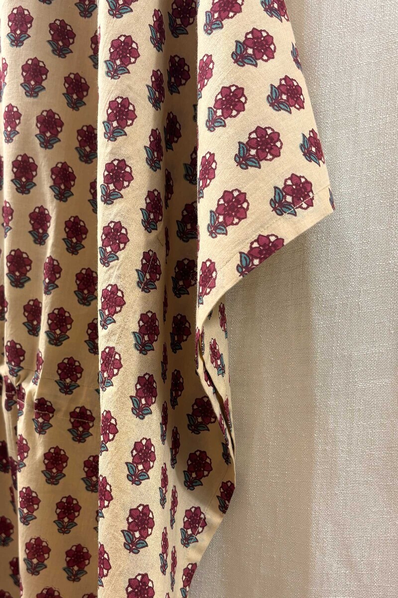 Yellow Hand Block-Printed Kaftan