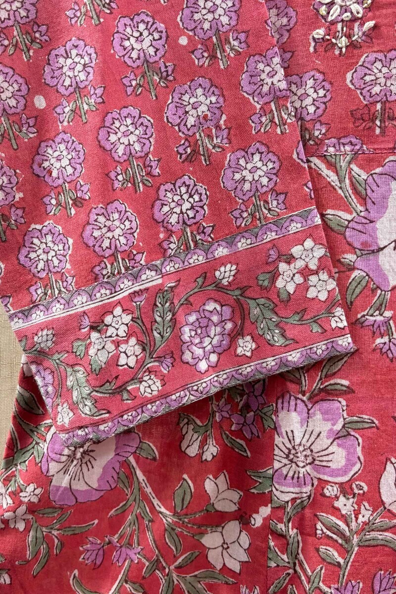 Pink Hand Block-Printed