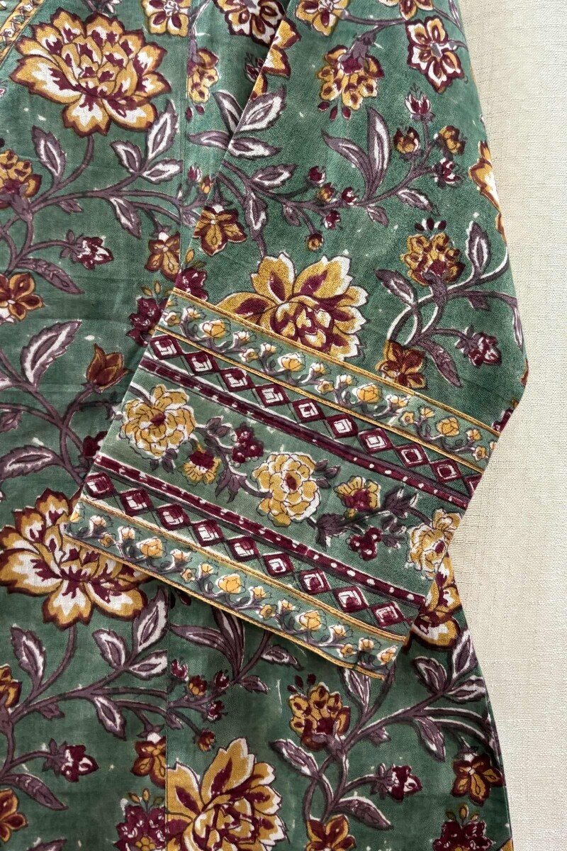 Green Hand Block-Printed