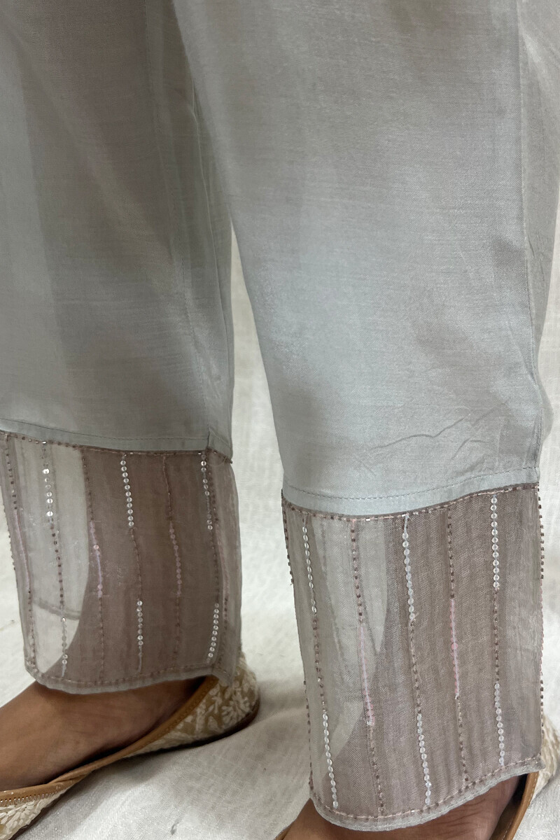 Blue Handcrafted Viscose Narrow Pants