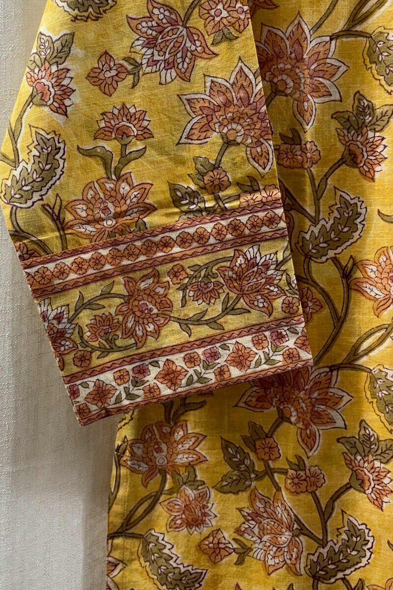Yellow Hand Block-Printed Top