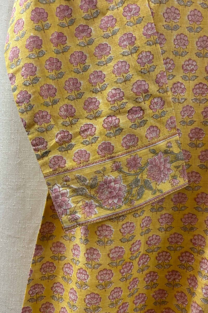 Yellow Hand Block-Printed Top