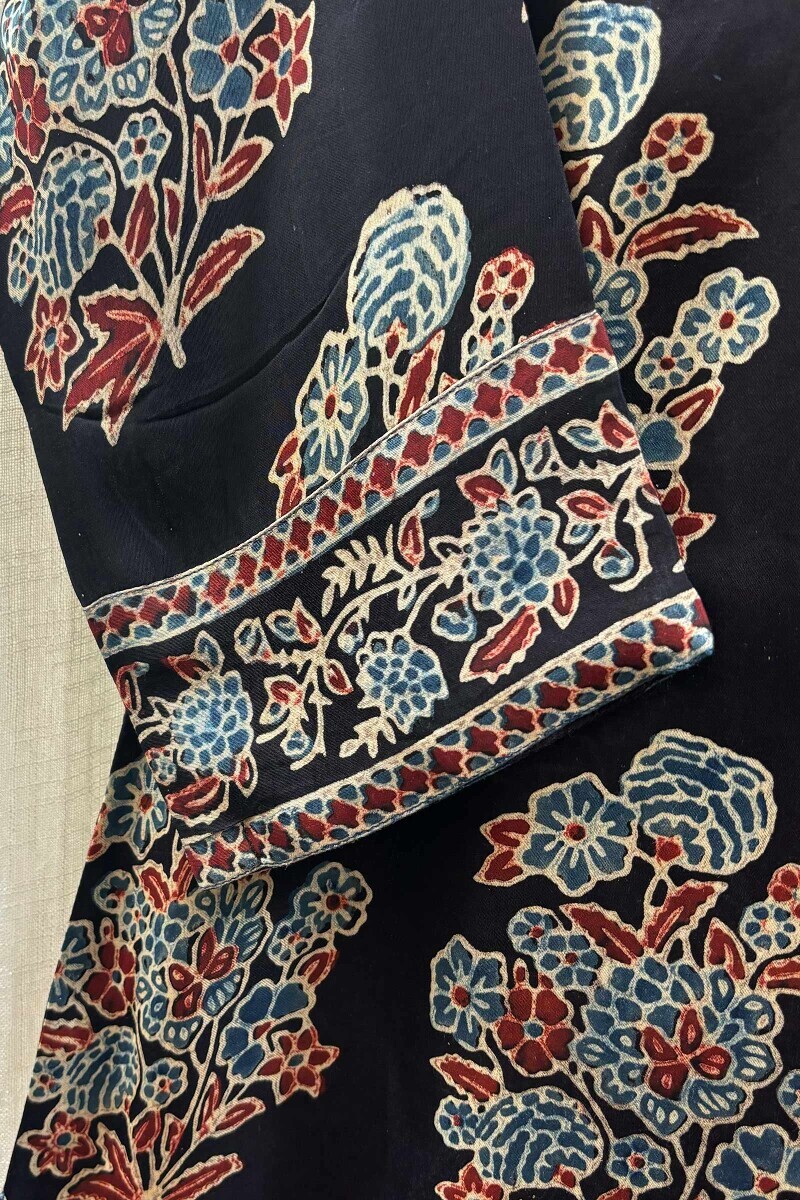 Black Hand Block-Printed Kurta