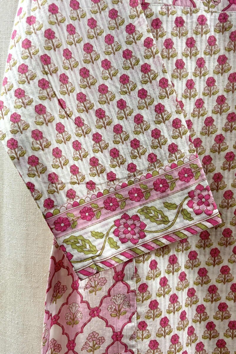 Green Hand Block-Printed Cotton Dobby Top