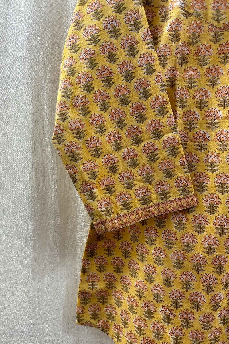Yellow Hand Block-Printed Top
