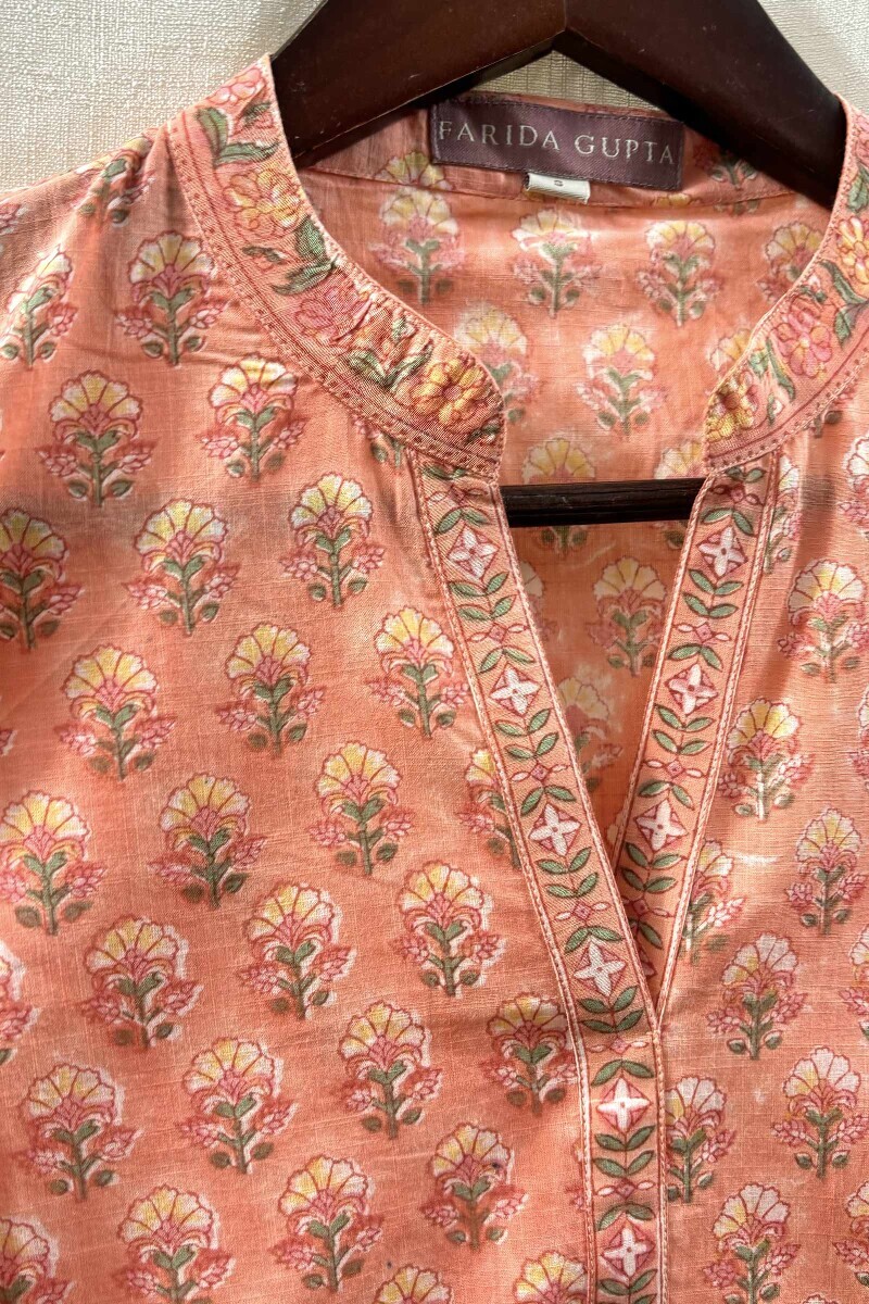 Peach Hand Block-Printed Loungewear Set