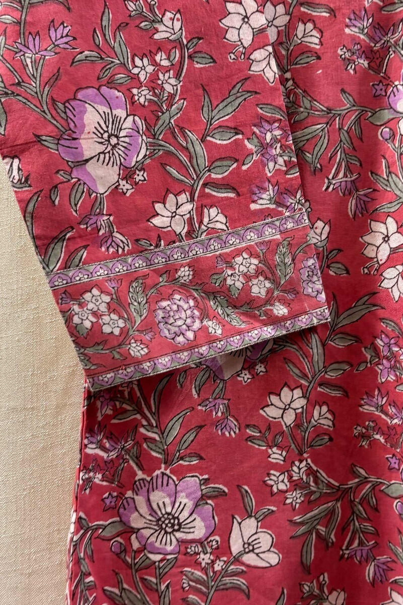 Pink Hand Block-Printed Cotton Top