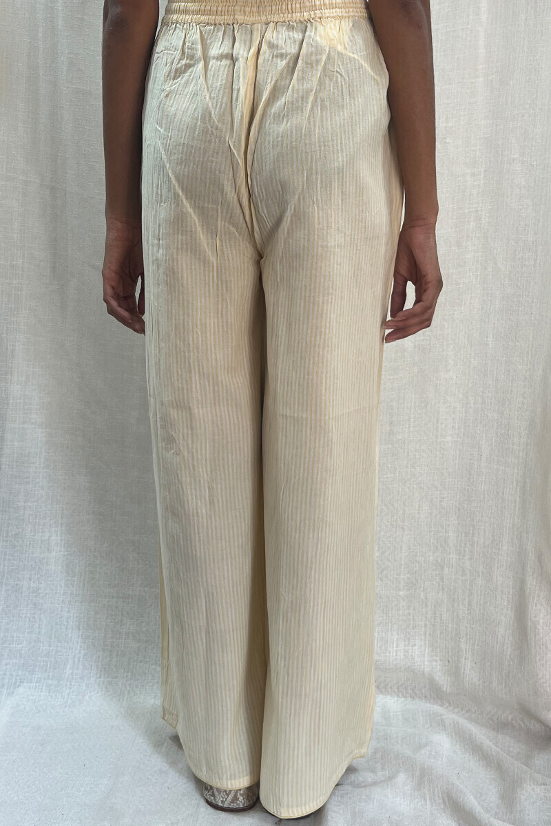 Yellow Handcrafted Handloom Cotton Straight Farsi