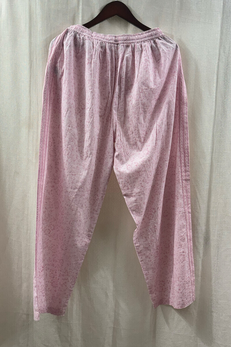Pink Hand Block-Printed Cotton Straight Farsi