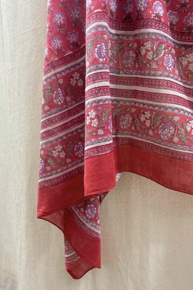 Pink Hand Block-Printed Dupatta