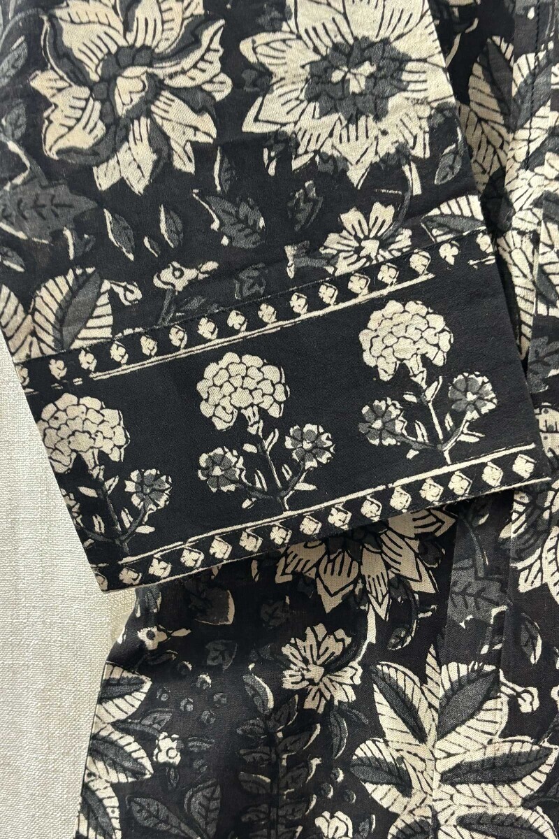 Black Hand Block-Printed Cotton Top