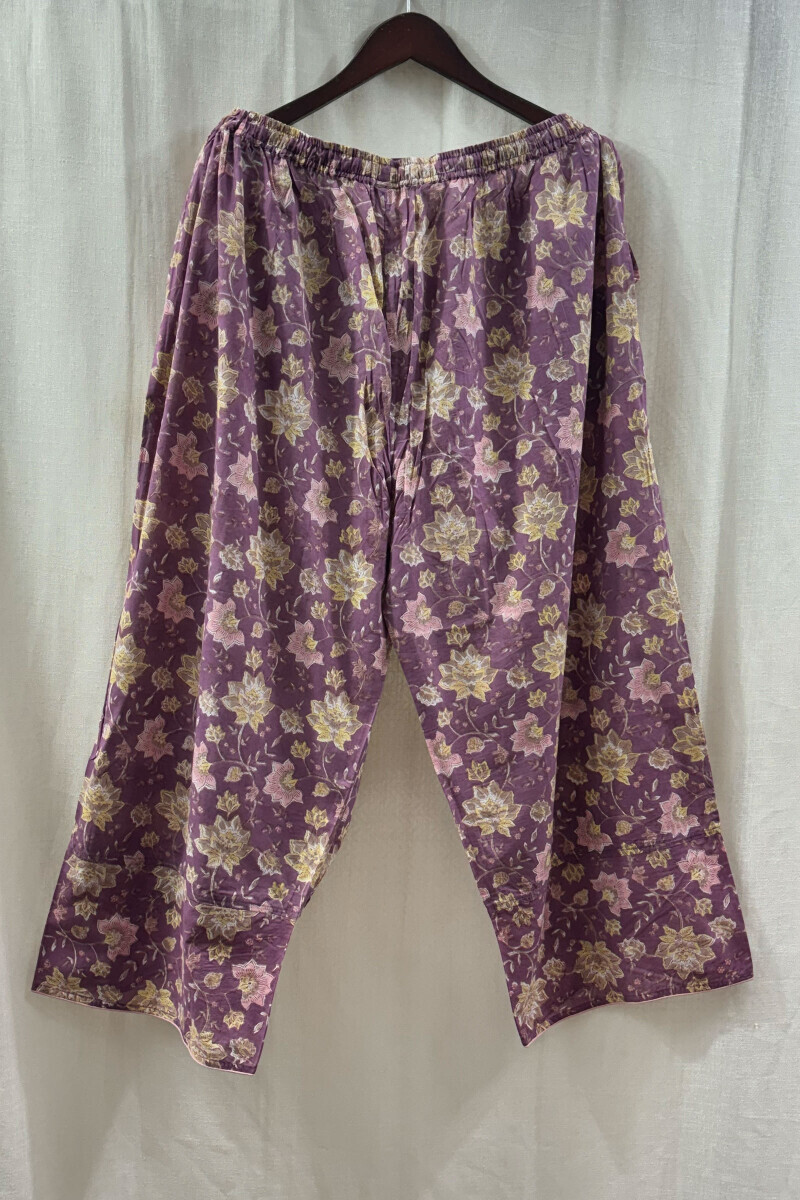 Purple Hand Block-Printed Cotton Farsi