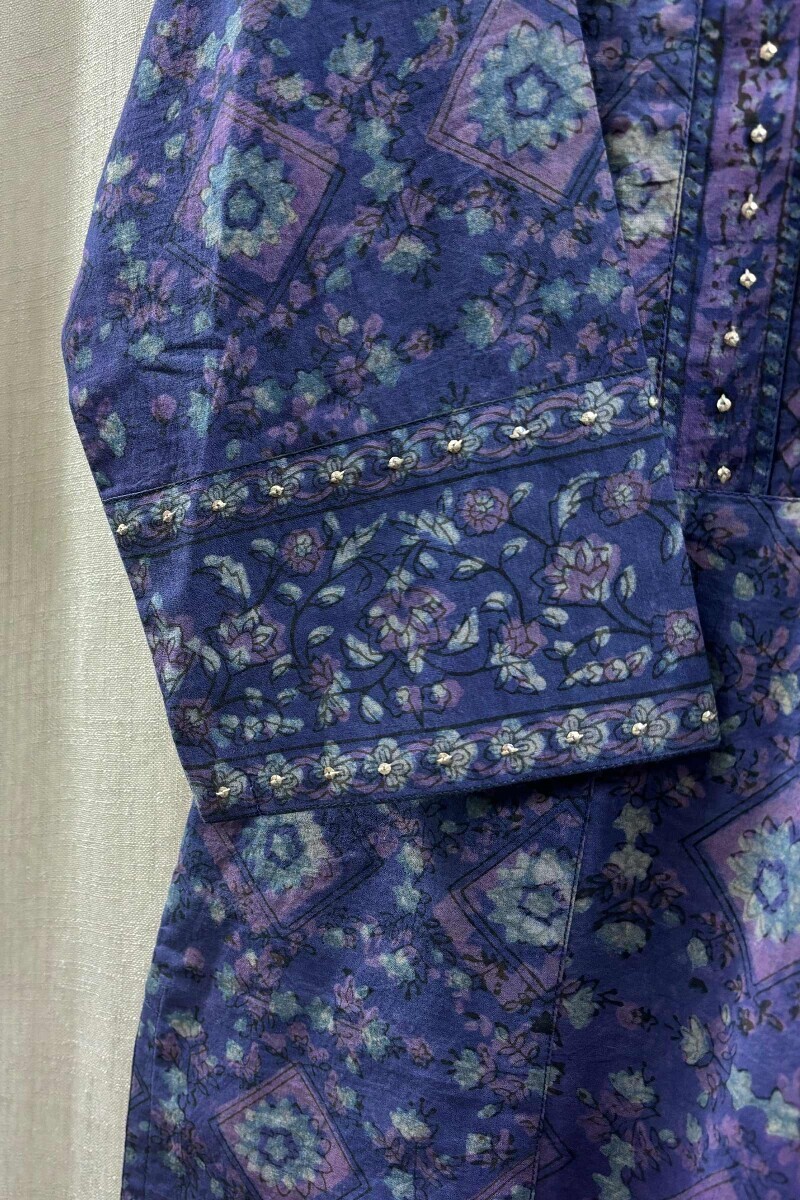 Blue Hand Block-Printed Kurta