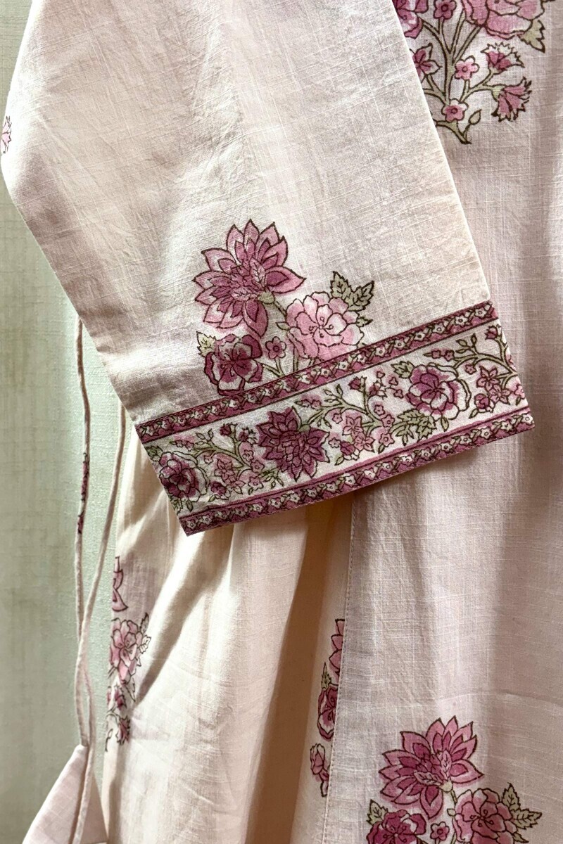 Pink Hand Block-Printed Kurta
