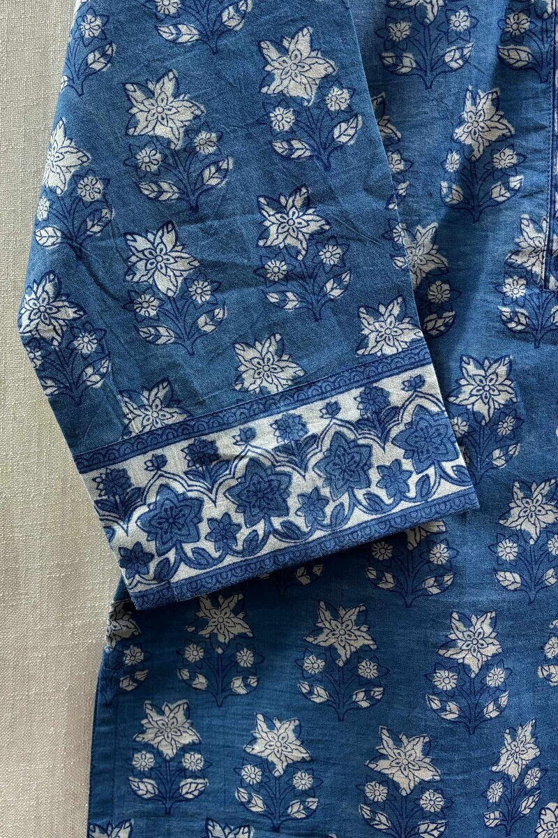 Buy Blue Hand Block-Printed Top