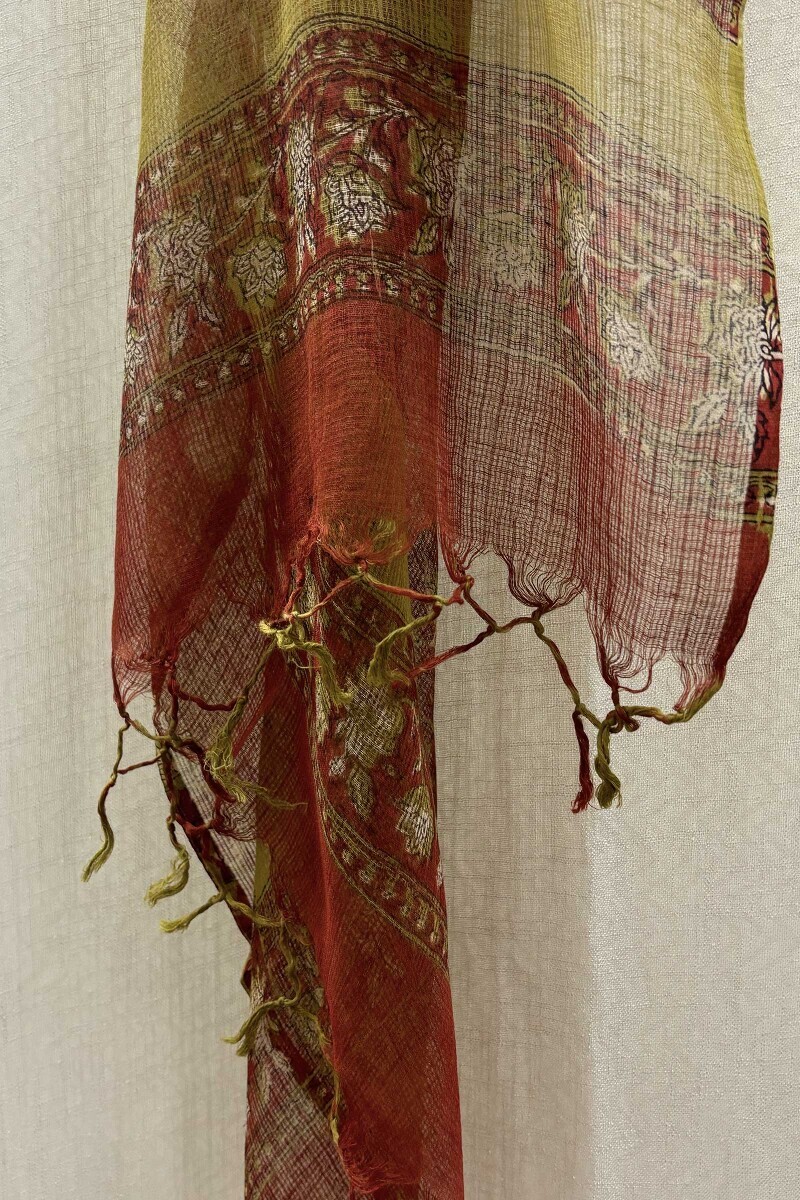 Red Hand Block-Printed Dupattas