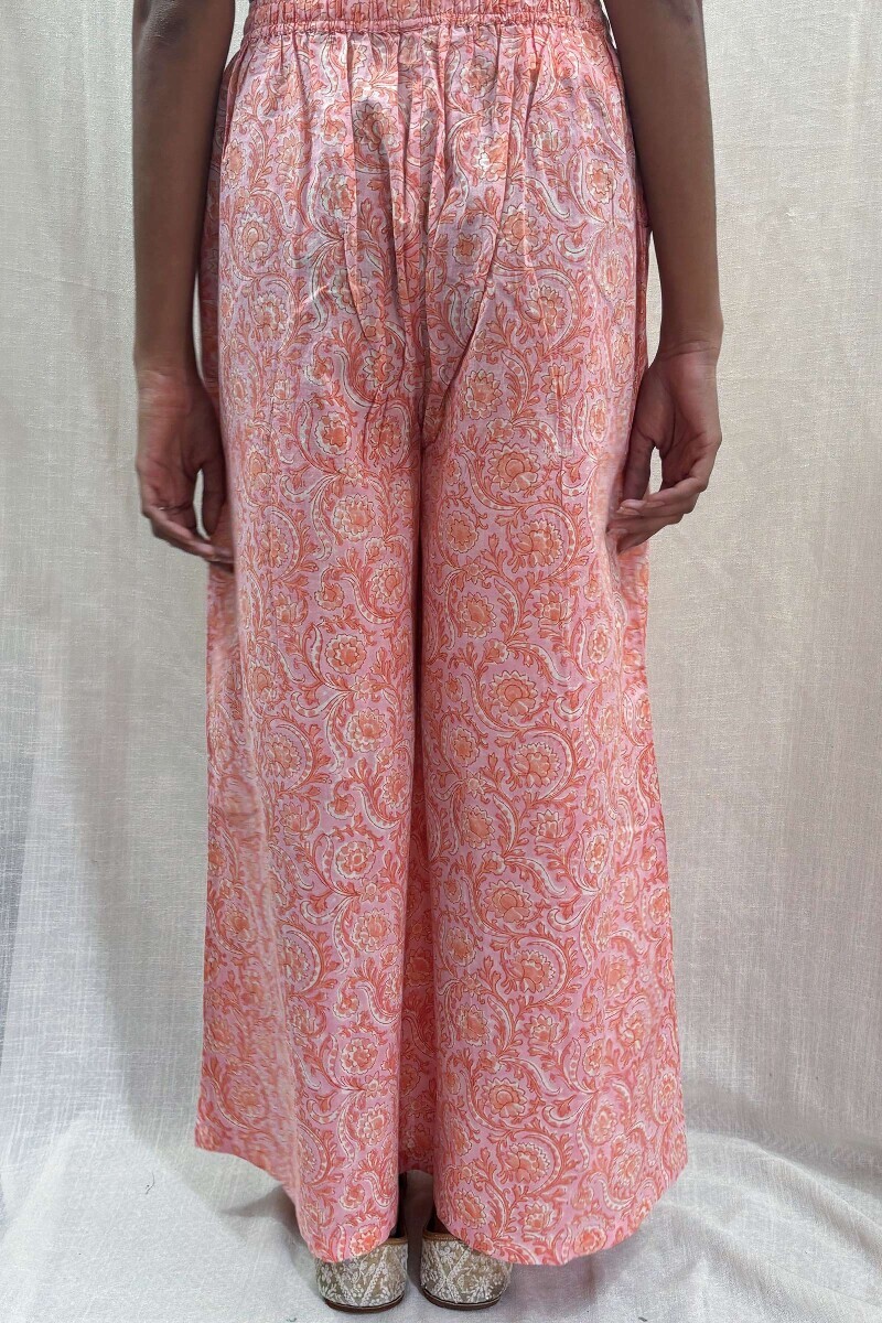 Pink Hand Block-Printed Cotton Farsi
