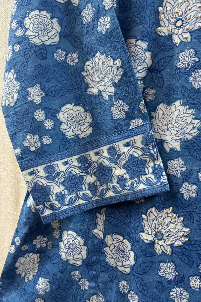 Blue Hand Block-Printed Kurta