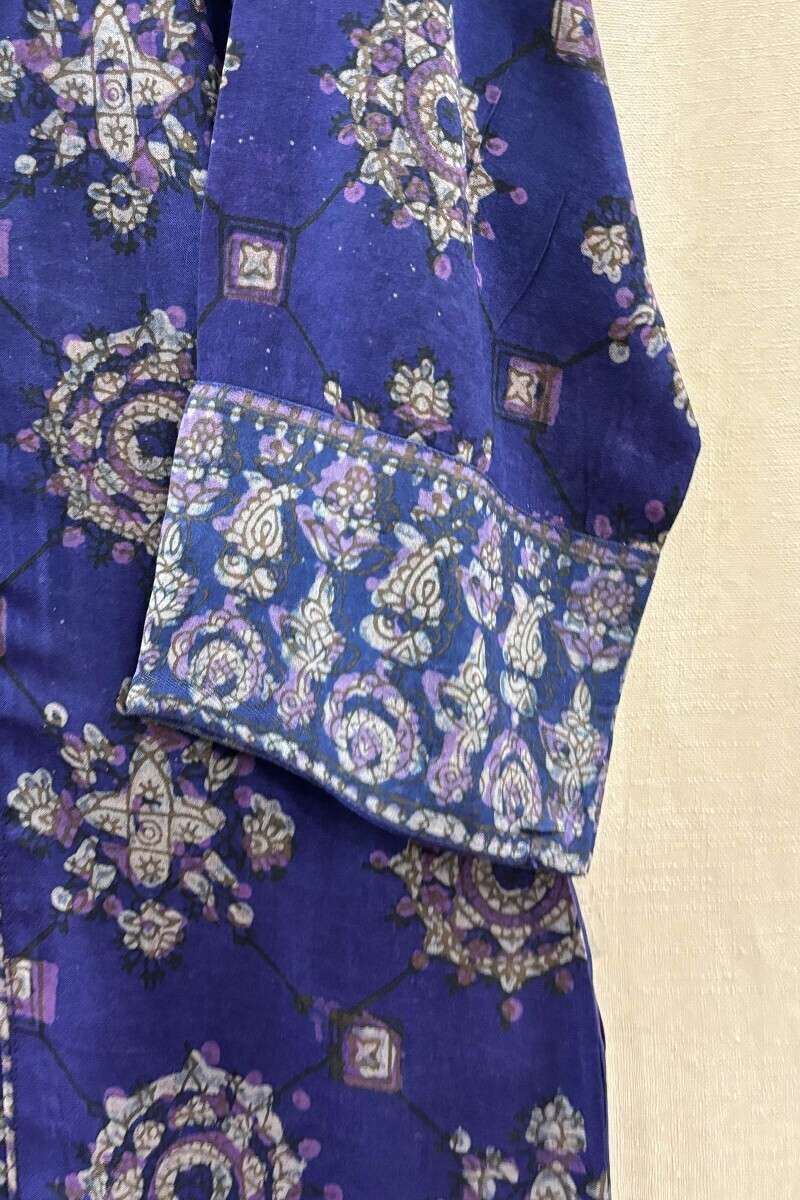 Purple Hand Block-Printed Kurta