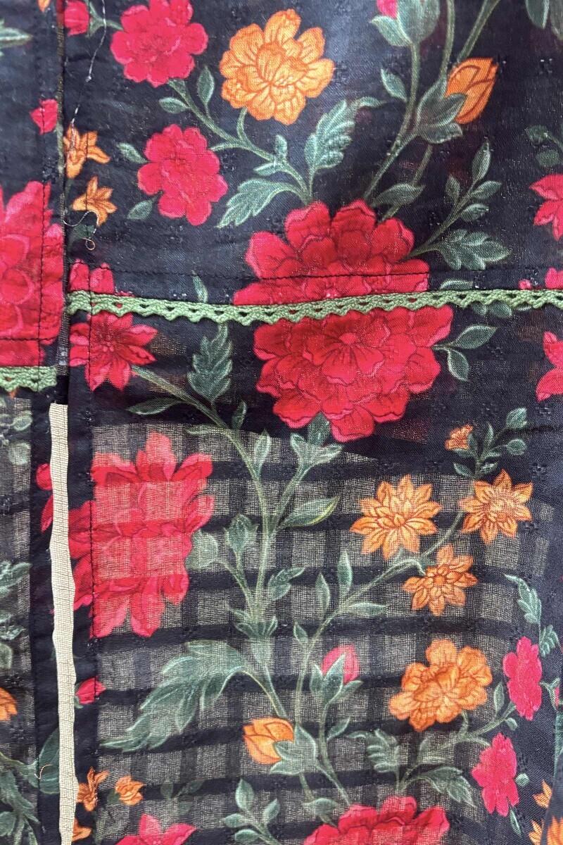 Black Printed Cotton Dobby Dupatta