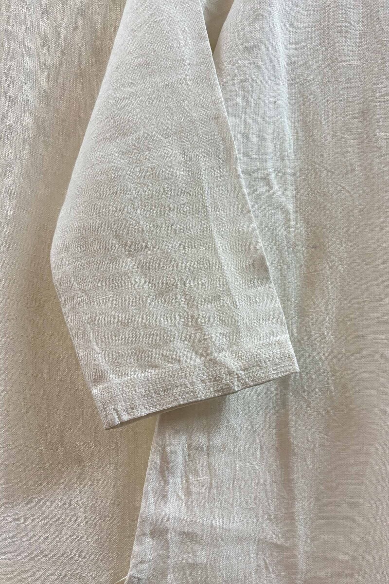 White Handcrafted Straight Pure Linen Kurta