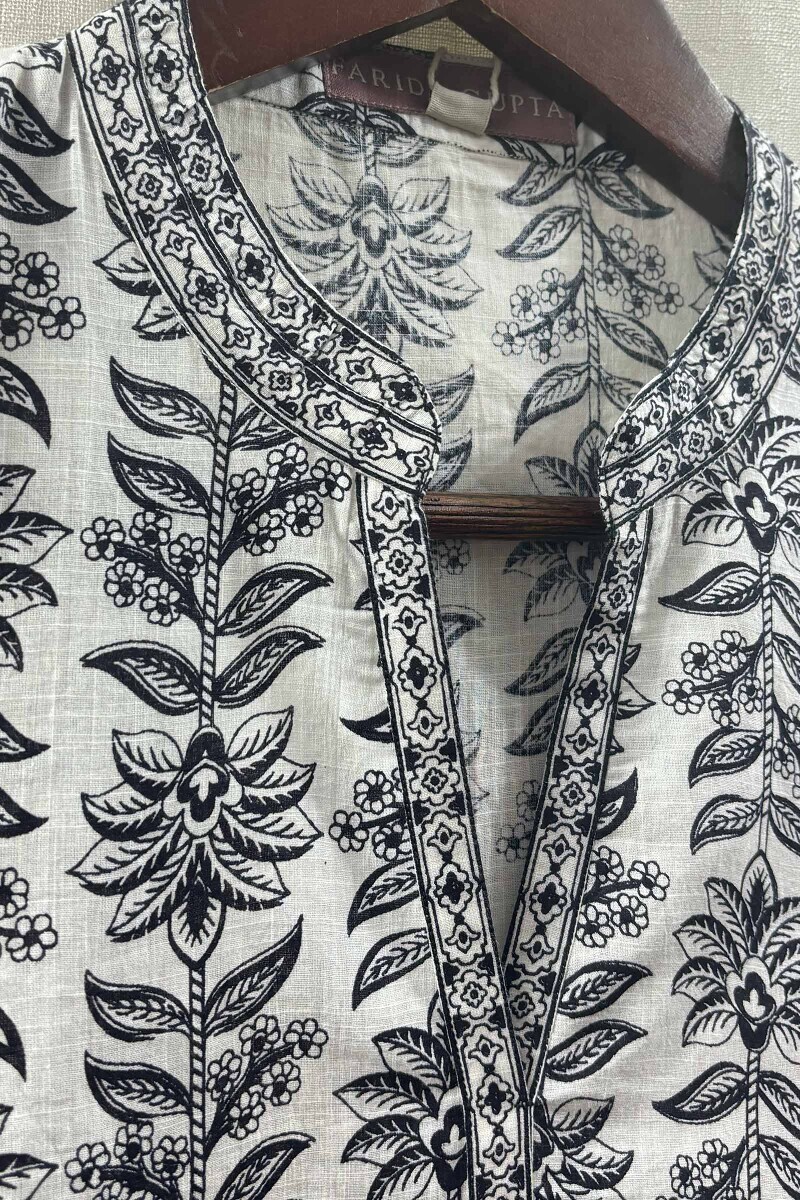 White Hand Screen-Printed Loungewear Set