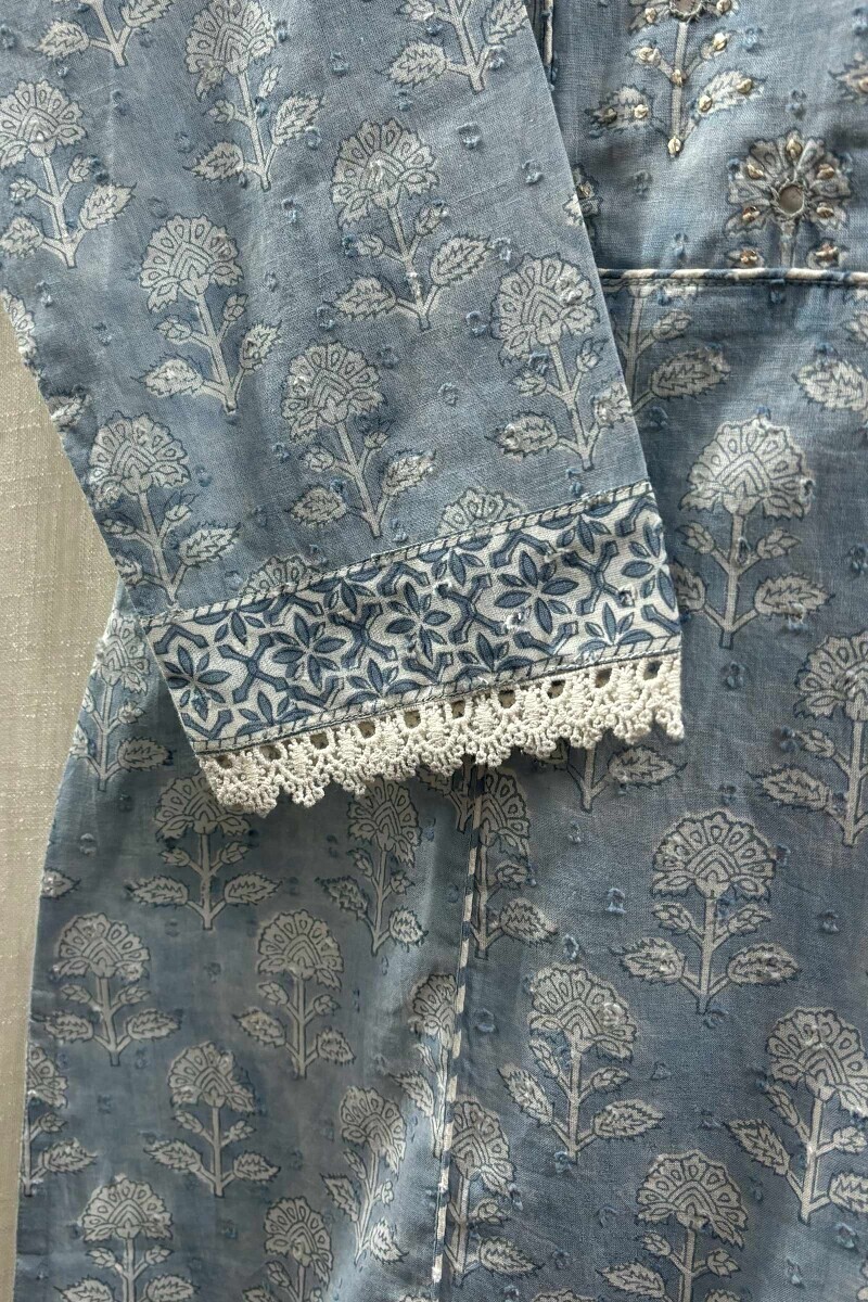 Blue Hand Block-Printed Kurta