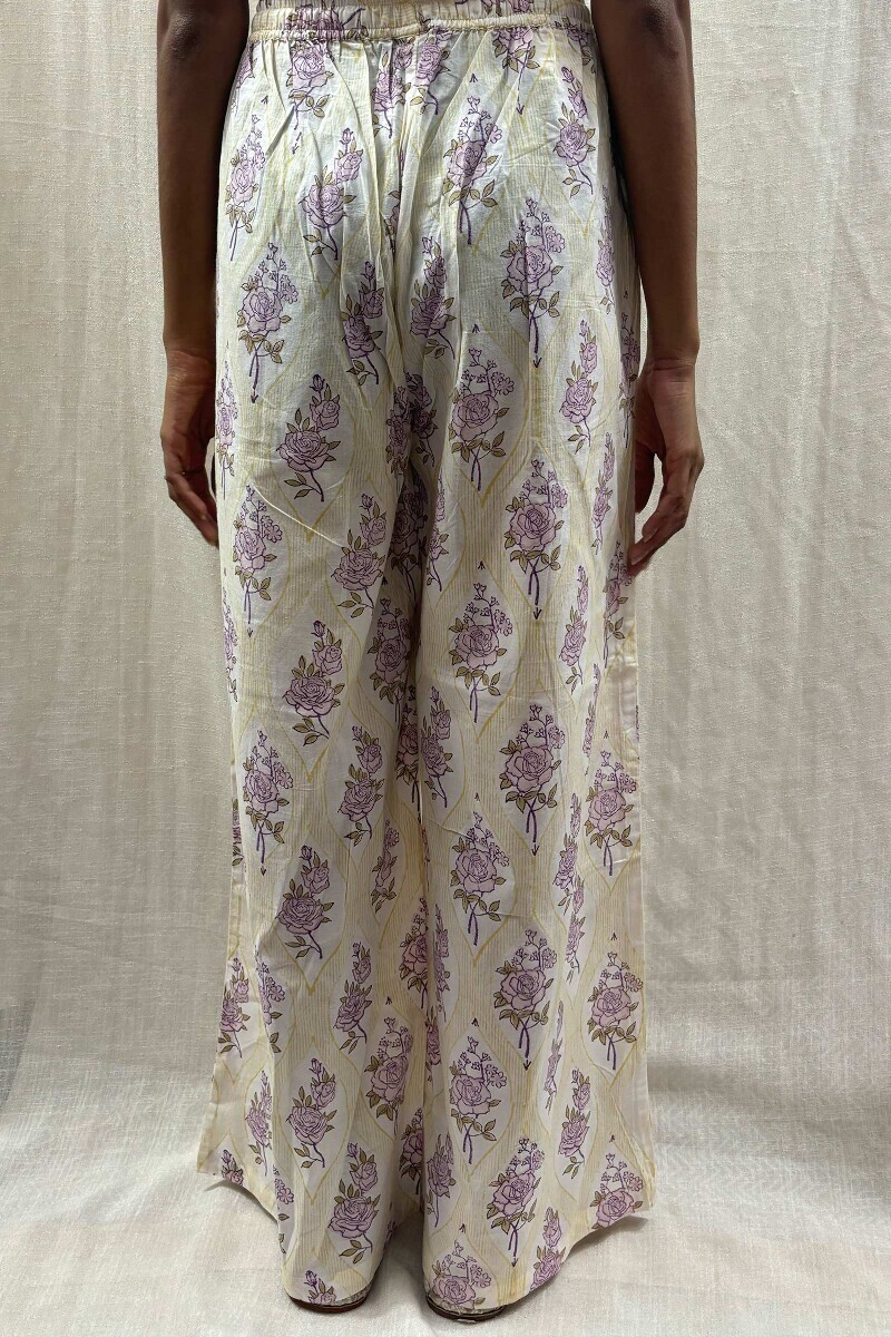 Off-White Hand Block-Printed Cotton Farsi