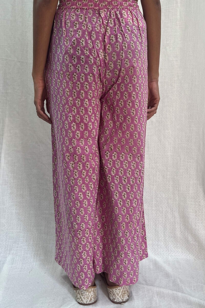 Purple Hand Block-Printed Cotton Farsi