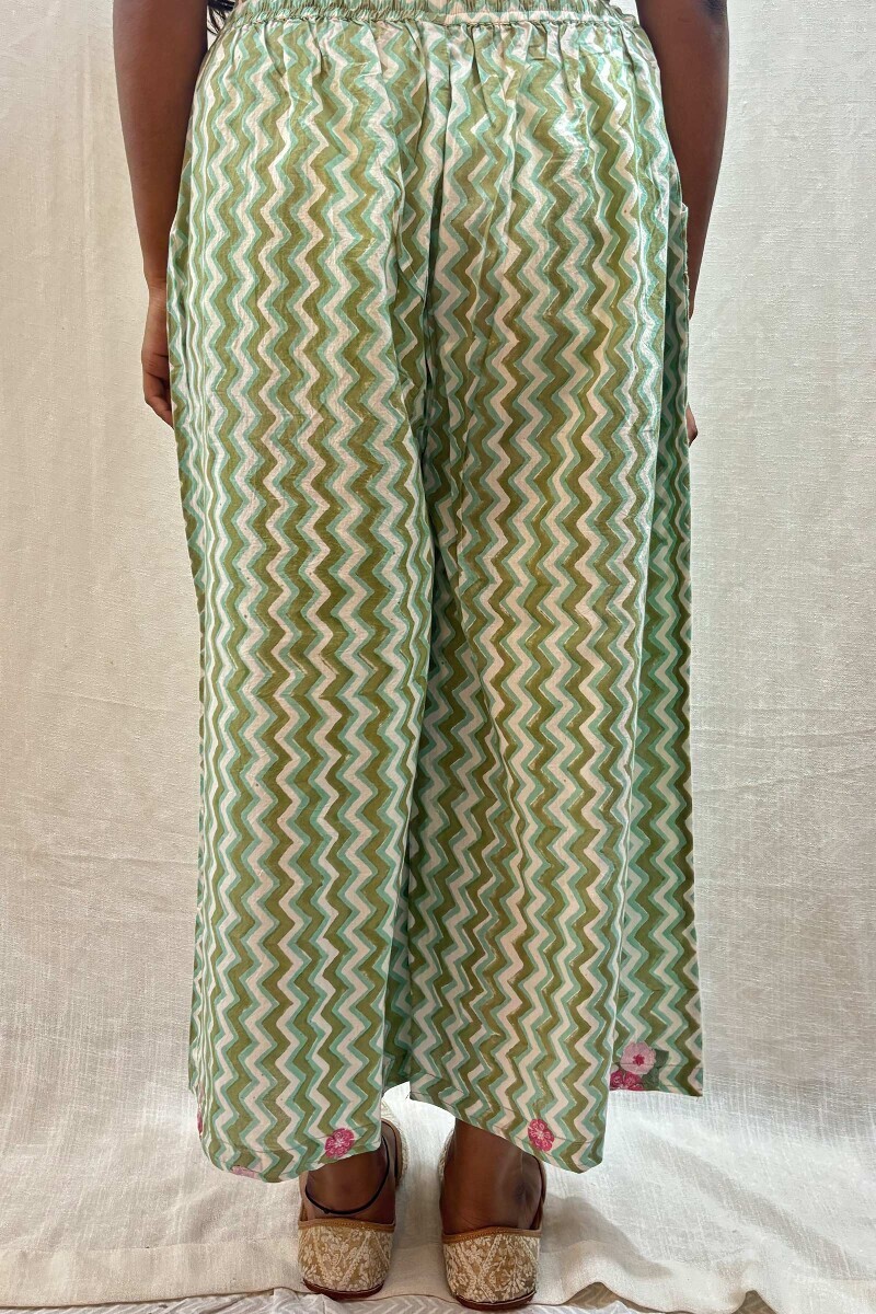 Green Hand Block-Printed Cotton Farsi