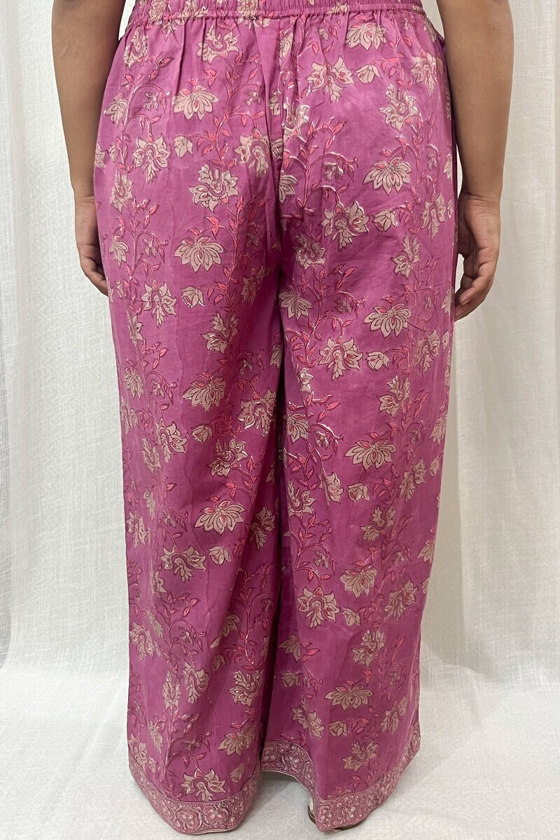 Purple Hand Block-Printed Cotton Farsi
