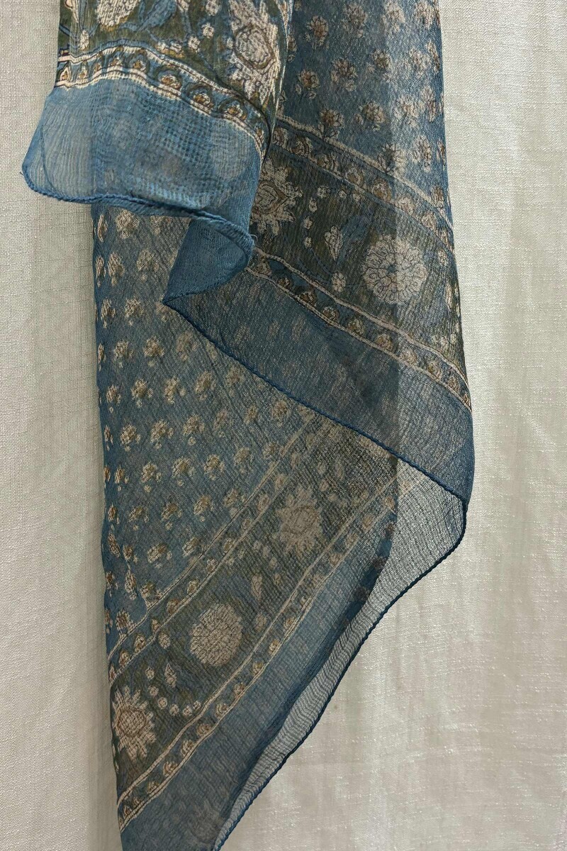 Green Hand Block-Printed Dupatta