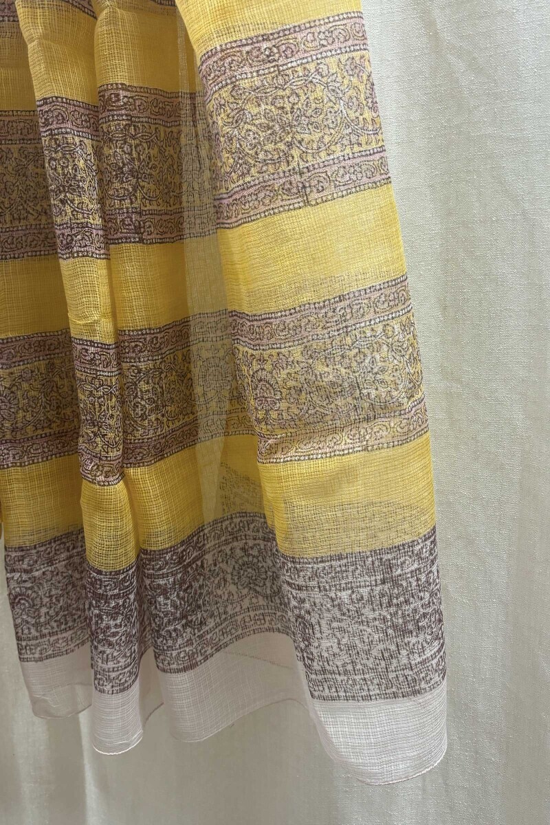 Sanganeri Hand Block-Printed Kota Saree