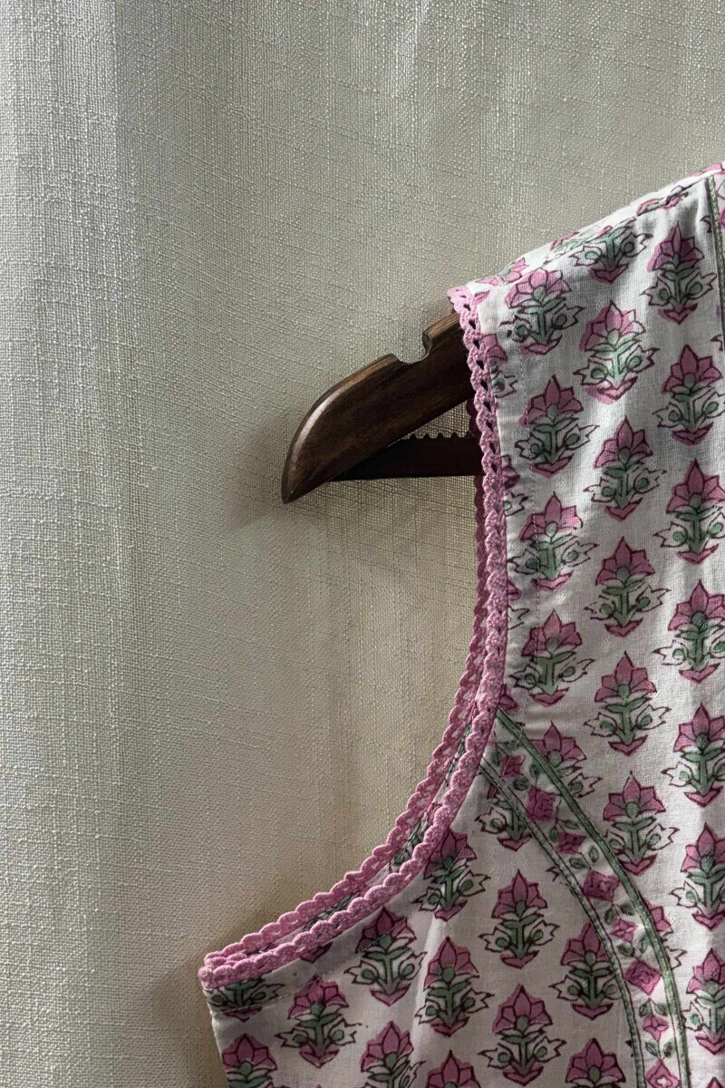 White Hand Block-Printed Straight Kurta