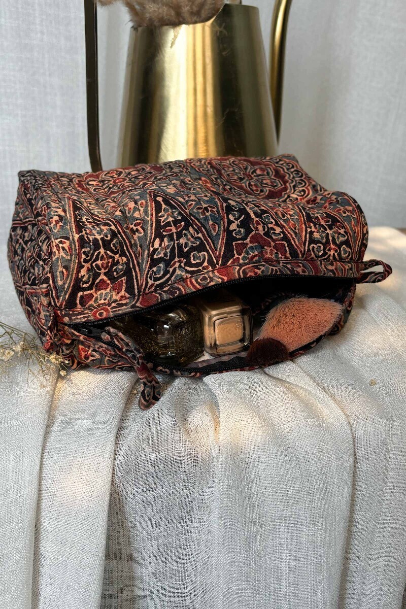 Ajrak Hand Block-Printed Cotton Toiletry Pouch