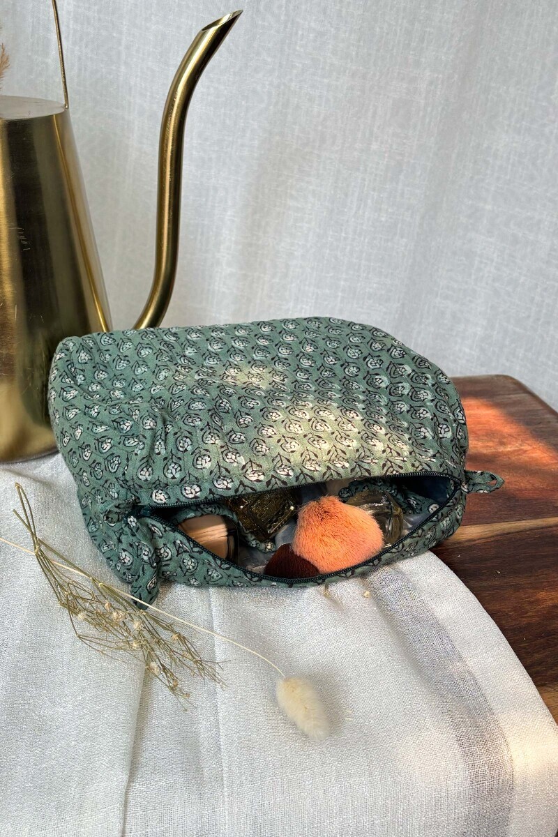 Bagru Hand Block-Printed Cotton Dobby Toiletry Pouch