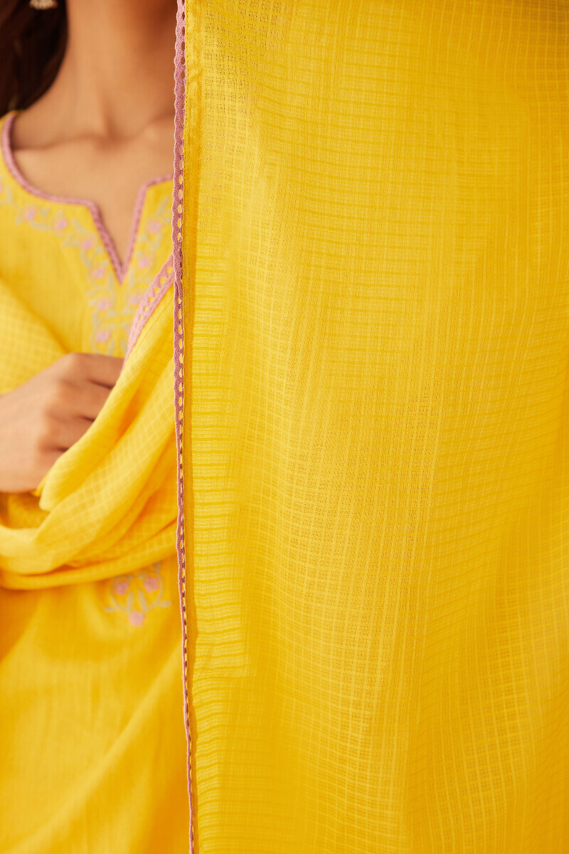 Yellow Handcrafted Kota Dupatta