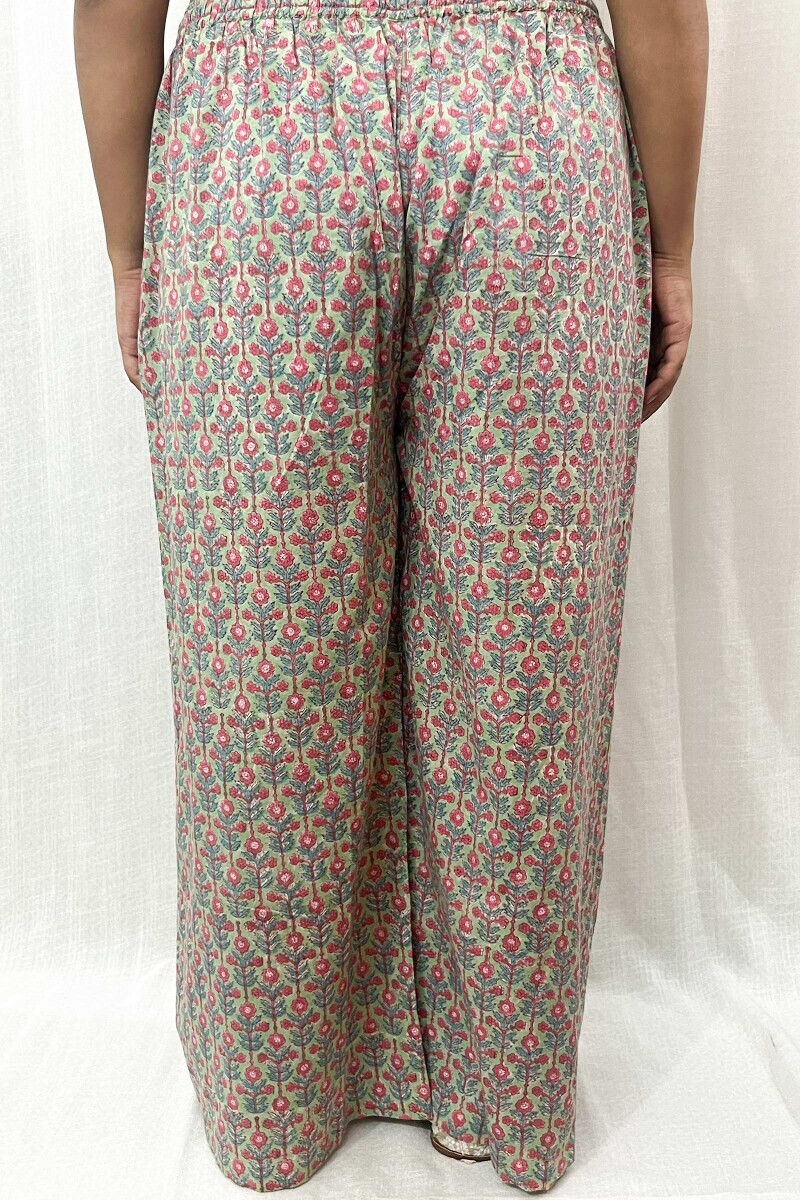 Green Hand Block-Printed Cotton Farsi