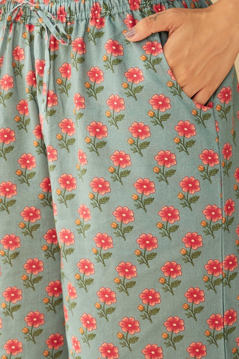Blue Printed Cotton Farsi