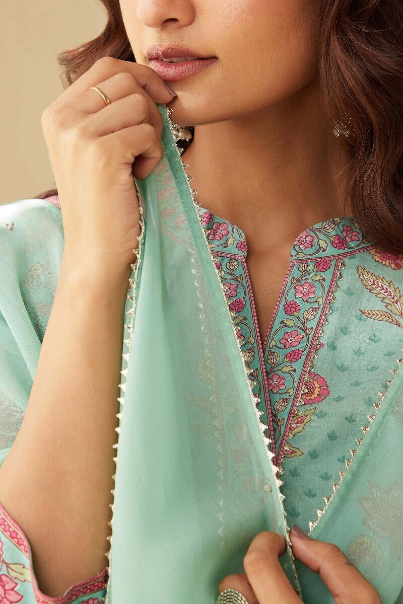 Green Handcrafted Viscose Dupatta
