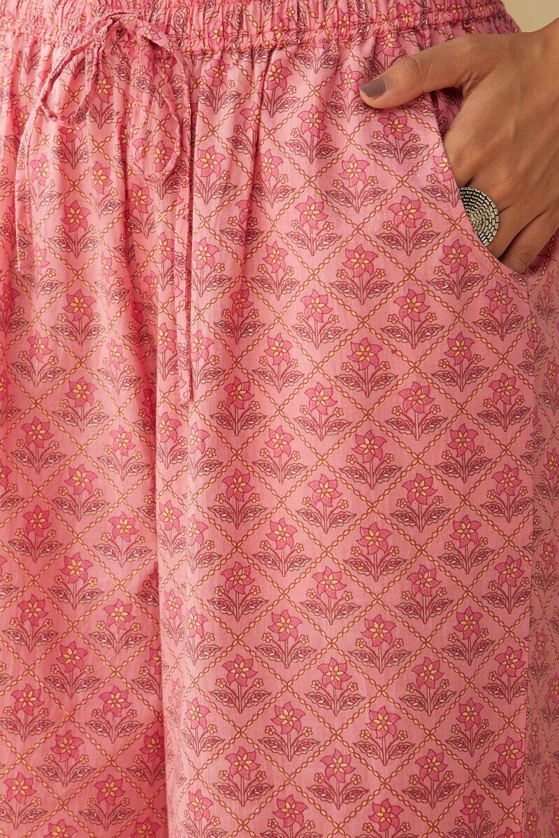 Pink Hand Printed Cotton Farsi