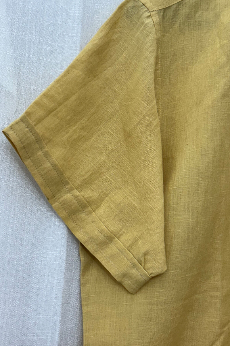 FG Specials: 1 Of 1- Men's Yellow Handcrafted Handloom Shirt