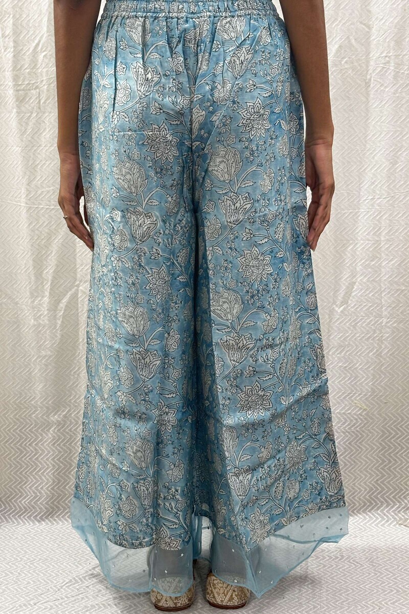 Blue Hand Block-Printed Cotton Palazzo