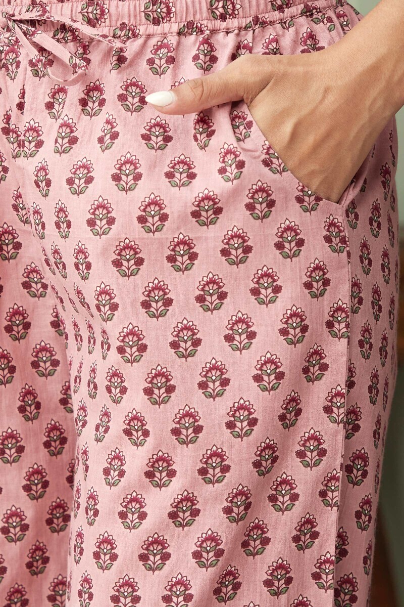 Pink Hand Printed Cotton Farsi