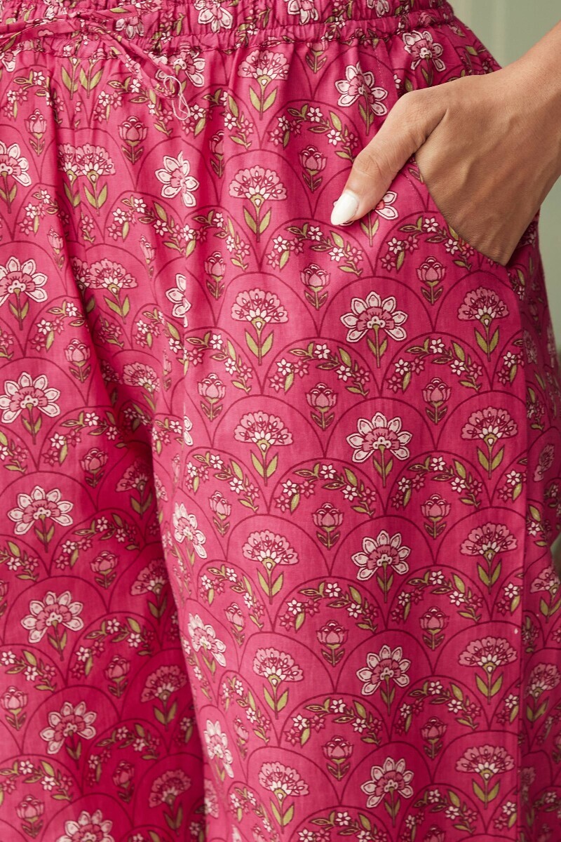 Pink Hand Printed Cotton Farsi