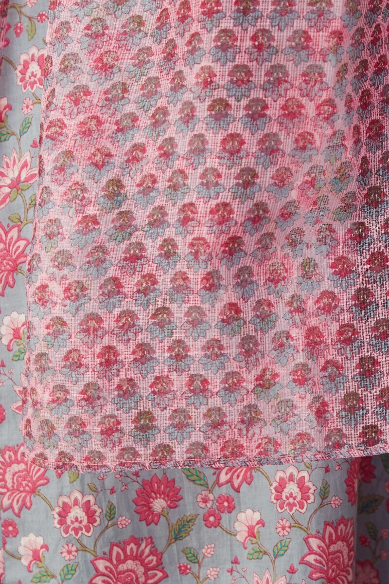 Pink Hand Printed Kota Dupatta