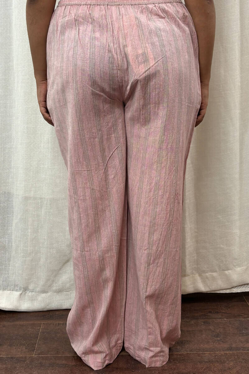 Pink Handcrafted Handloom Cotton Straight Farsi