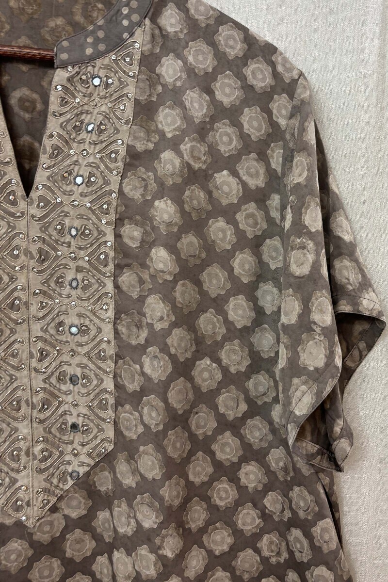 Dabu Hand Block-Printed Straight Viscose Kurta