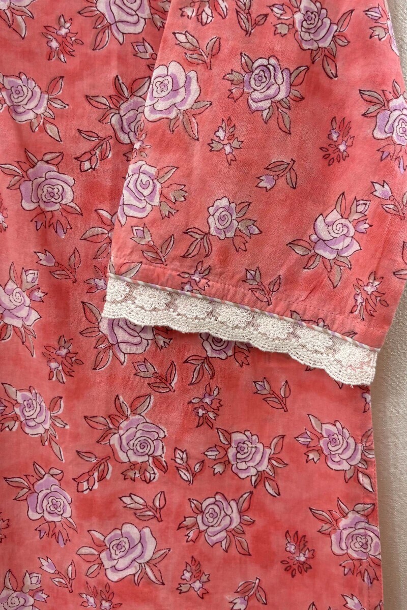 Pink Hand Block-Printed Cotton Top