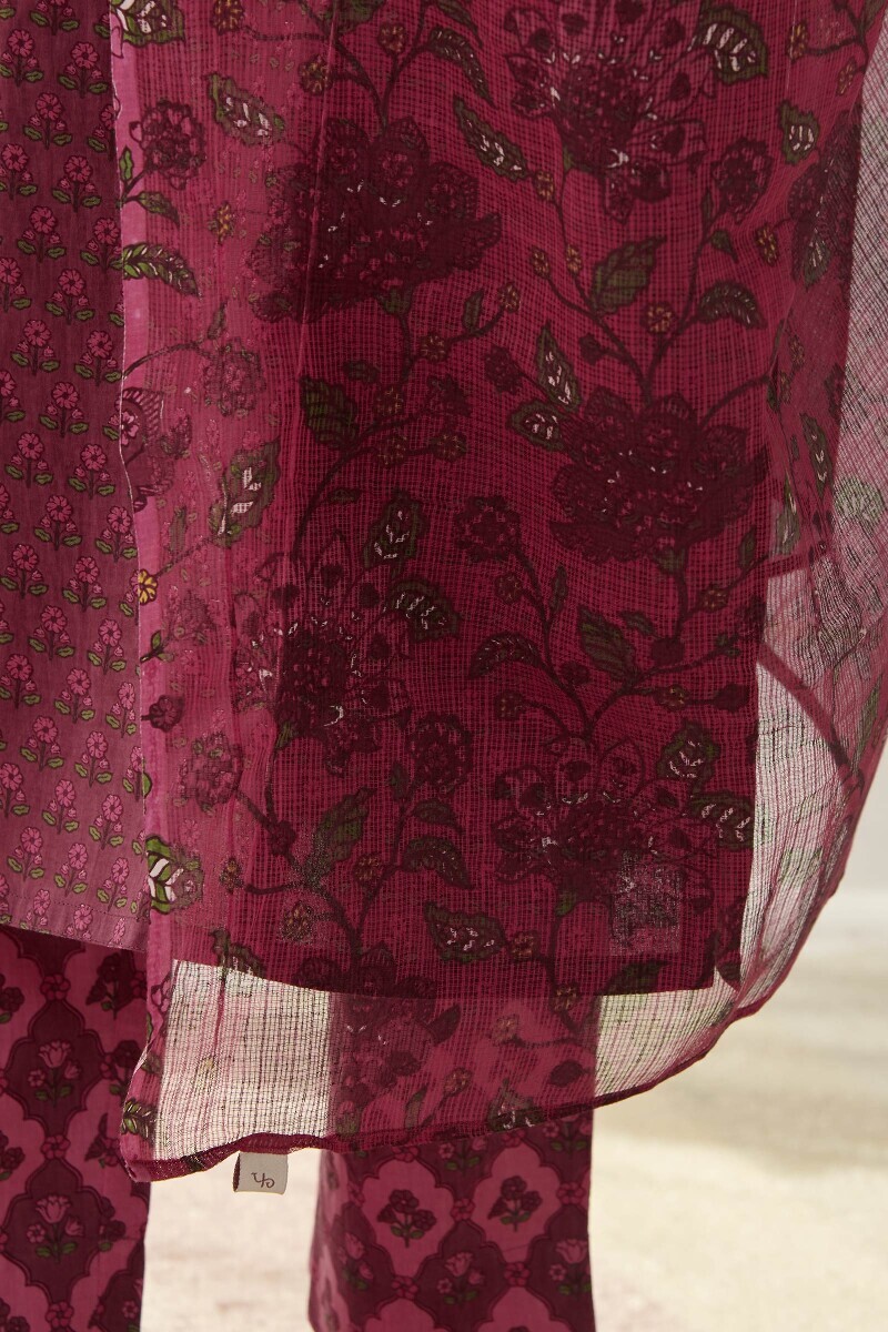 Pink Hand Printed Kota Dupatta